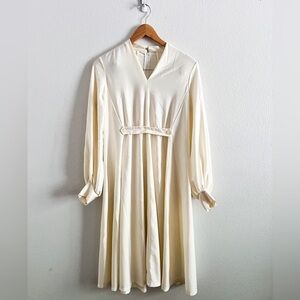 Vintage 1970s Handmade Ivory Long Sleeve Dress